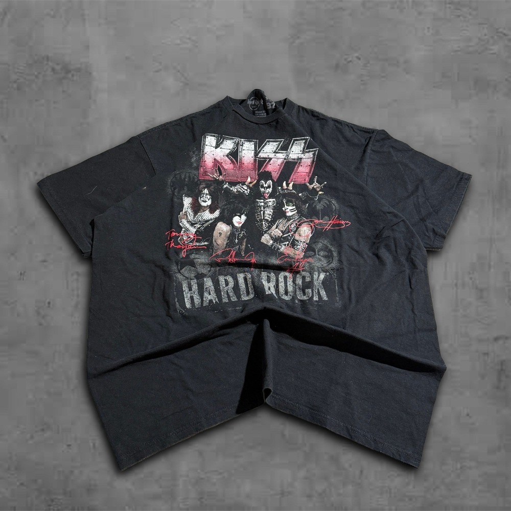 Vintage Hard Rock Cafe X Kiss Graphic DIstressed Y2k Grunge T Shirt Size XXL